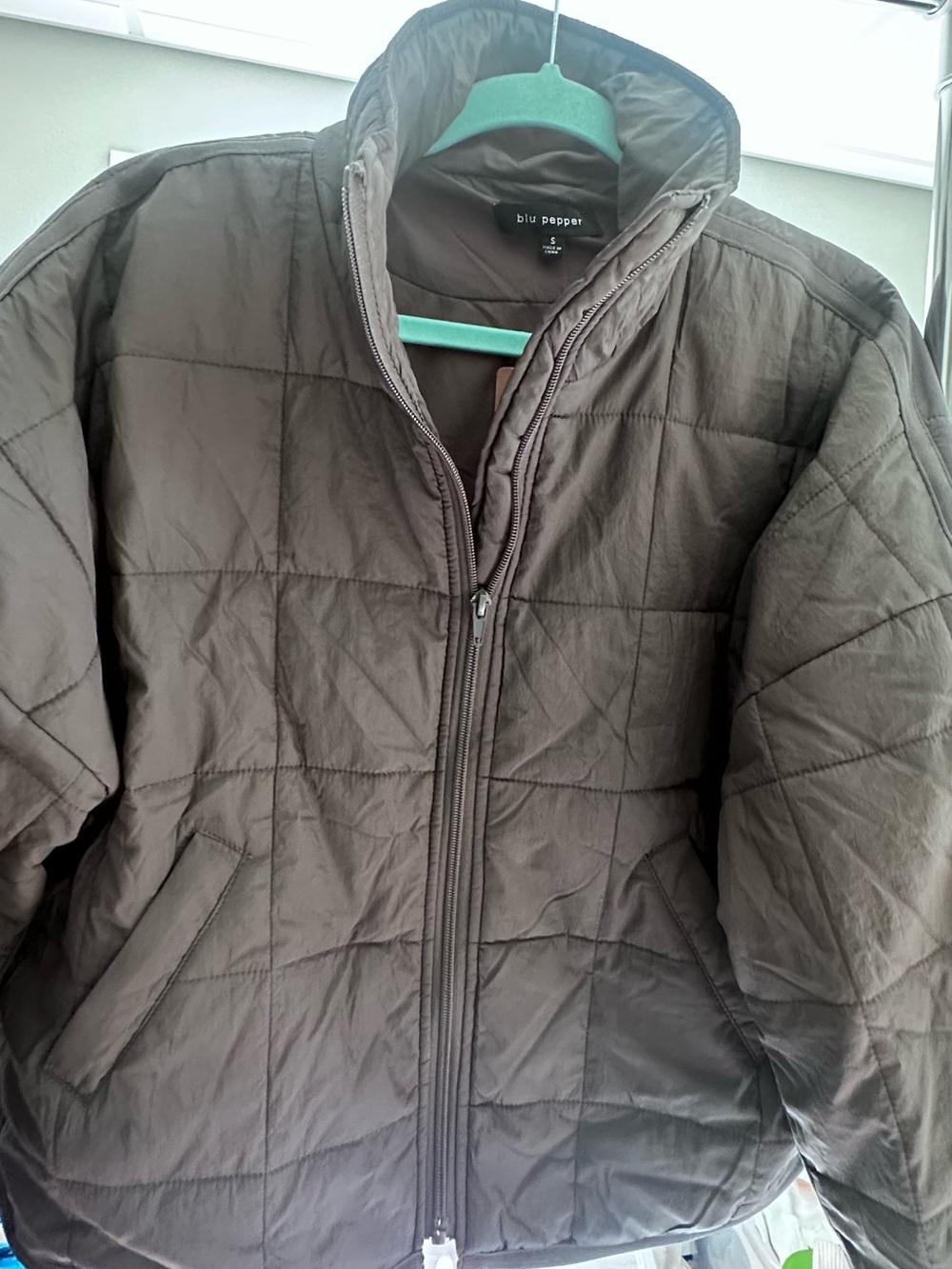 Blu Pepper Men's Quilted Puffer Jacket in Brown